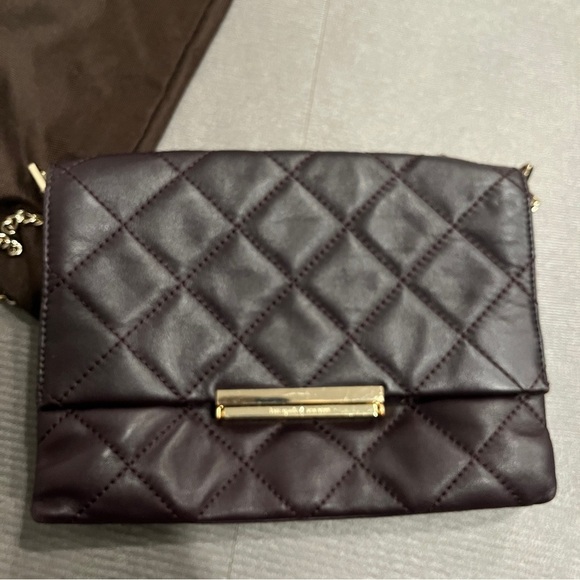 Kate Spade Black Quilted Chain Shoulder Bag Purple - Picture 10 of 12